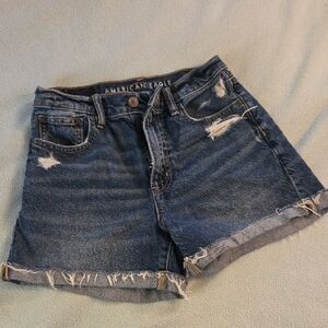 American Eagle Outfitters Distressed Dark Blue Jean Shorts
